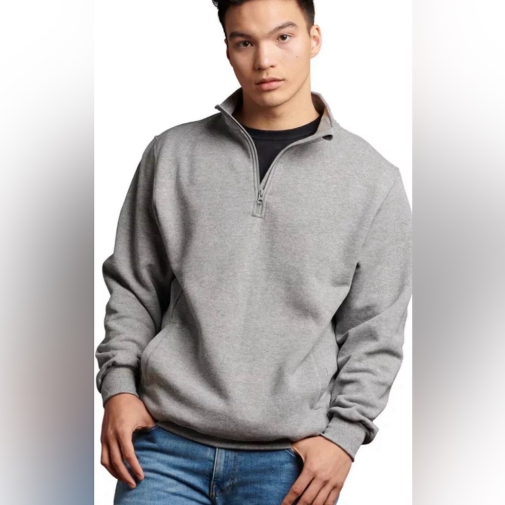 Gap 1/4 Zip Pullover Fleece Sweater Men's Large Long Sleeve Gray Mock Neck